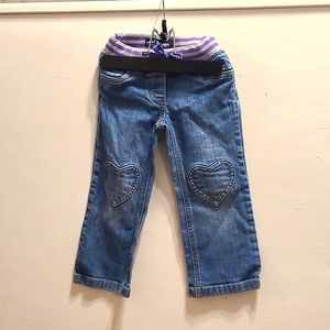 Mini Boden, Heart Knee Patched, Stretchy Waiated Jeans, 3T